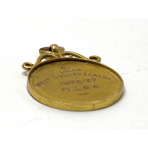 341 - 9ct gold medallion hallmarked Birmingham, approx gross weight 4.3 gms. AF - glue to back