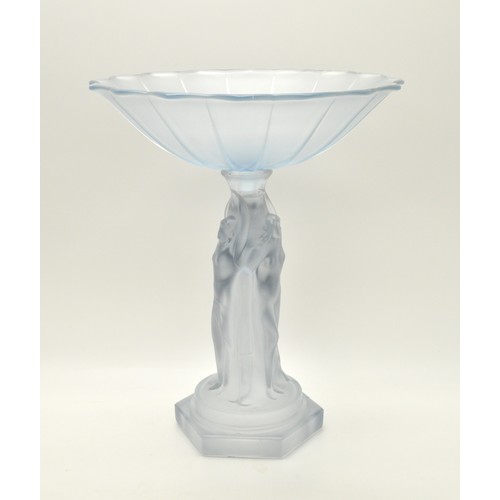 1 - Art Deco frosted glass three Graces centrepiece by Walther & Sohne, approx 30cm high