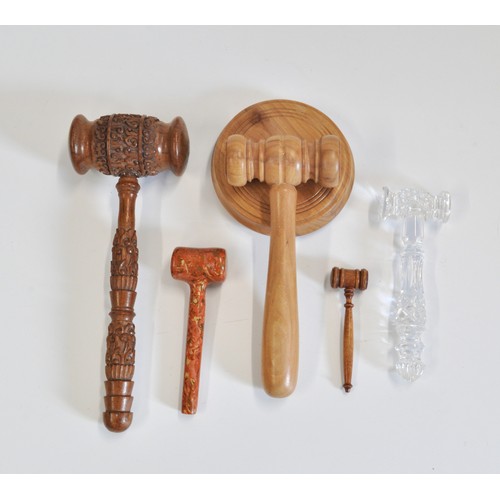 3 - x5 gavels in various sizes and designs, wooden, glass and other