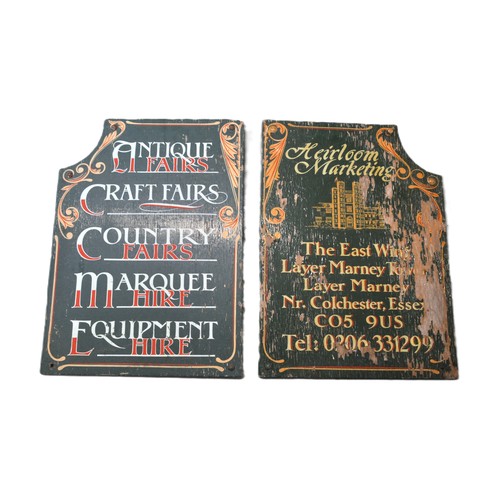 6 - x2 vintage wooden boards, advertising antique fair and the other Heirloom Marketing Layer Marney Tow... 