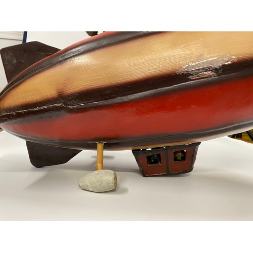 14 - Zepplin Airship together with Freestanding carved wooden horse with paint decoration, approx H25.5