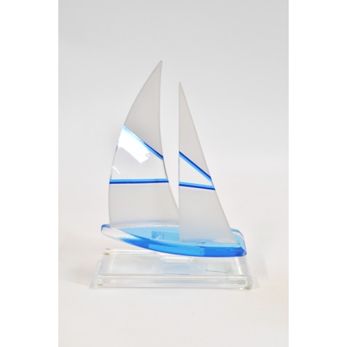 18 - Acrylic art sculpture of yacht, signed by the artist J Fenri - 1996.