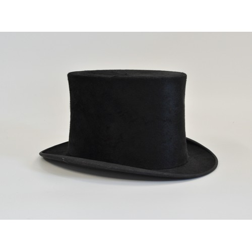 21 - Vintage Dunn & Co London, black silk top hat in original box, together with Battersby & Co London, m... 