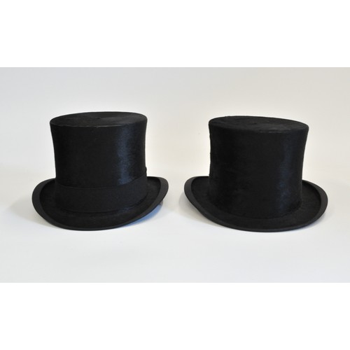 21 - Vintage Dunn & Co London, black silk top hat in original box, together with Battersby & Co London, m... 