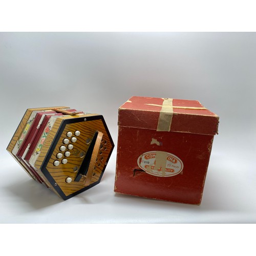 24 - Vintage Concertina, 20 keys, no.2119, in original box, label reads 'Made in German Democratic Republ... 