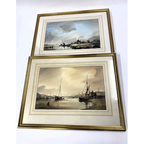 57 - x2 framed original watercolours of Estuary  and Broadlands scenes, signed lower left by the artist J... 