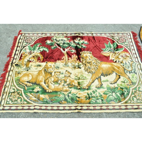 72 - Large wall decor featuring Lions Pride, and vintage table rug AF