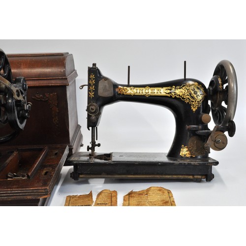 81 - Kimball Morton sewing machine  with carry case, instructions and key, together with one other Singer... 