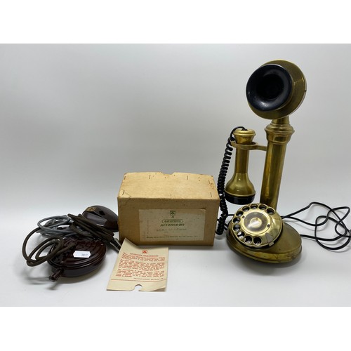 83 - Astral Telecoms Candlestick telephone together with a Grundig Condenser microphone in original box