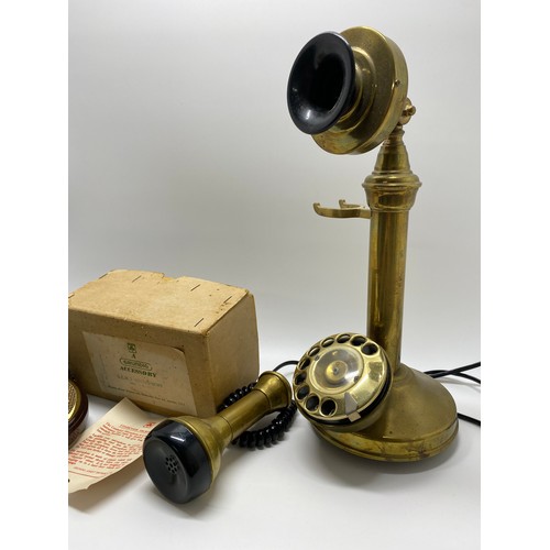 83 - Astral Telecoms Candlestick telephone together with a Grundig Condenser microphone in original box