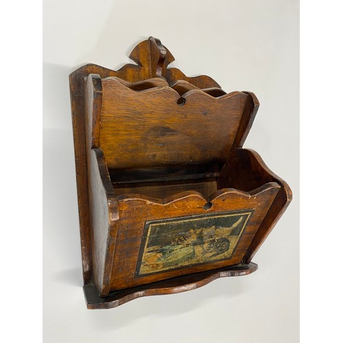 84 - Wooden letter rack (wall hanging) with front panel cat/kitten decoration