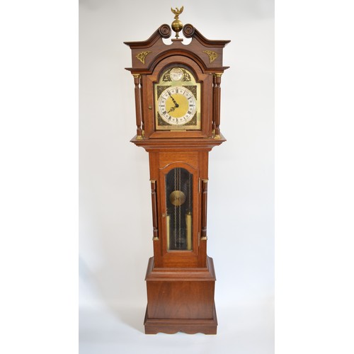 96 - Tempus Fugit Grandmother Longcase Clock, with pendulum and weights, brass plaque reads 'J Forster, K... 