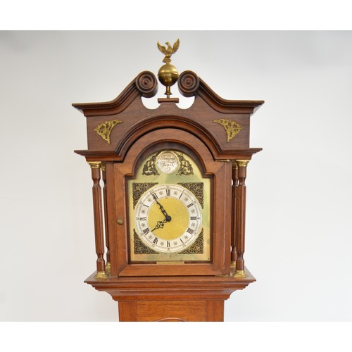 96 - Tempus Fugit Grandmother Longcase Clock, with pendulum and weights, brass plaque reads 'J Forster, K... 