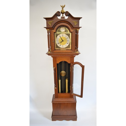 96 - Tempus Fugit Grandmother Longcase Clock, with pendulum and weights, brass plaque reads 'J Forster, K... 