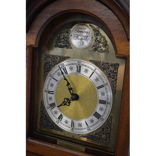 96 - Tempus Fugit Grandmother Longcase Clock, with pendulum and weights, brass plaque reads 'J Forster, K... 