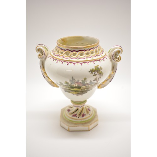 105 - Antique porcelain/ceramic items  to include a twin-handled frog tankard, hand-painted decoration 