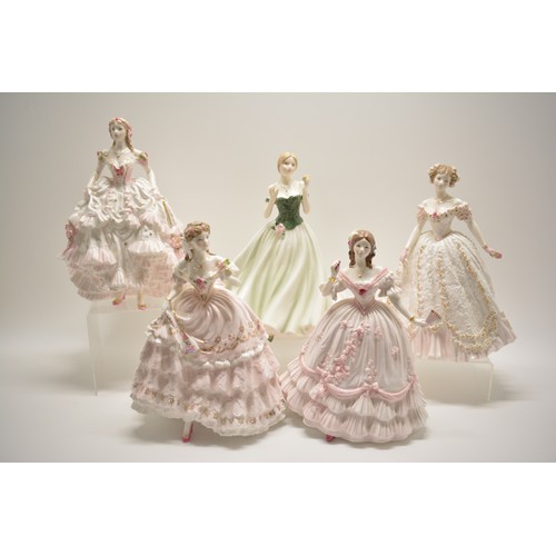 112 - A group of five Royal Worcester fine bone China limited edition figurines: The Fairest Rose, Royal D... 