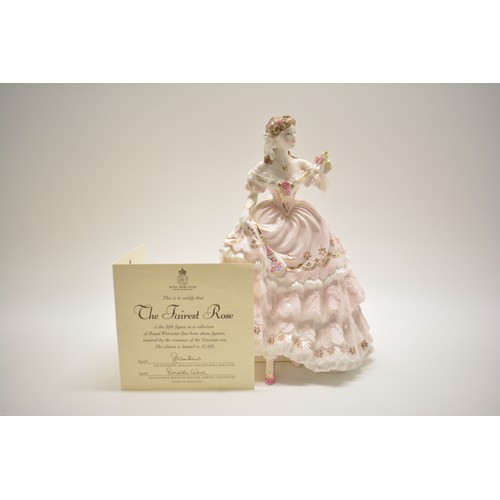 112 - A group of five Royal Worcester fine bone China limited edition figurines: The Fairest Rose, Royal D... 