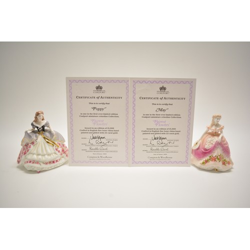 114 - A large group of limited edition Coalport miniature figurines from the Fairest Flowers collection, P... 