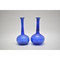 Hand blown pair of delicate blue glass bud vases, approx H12cn