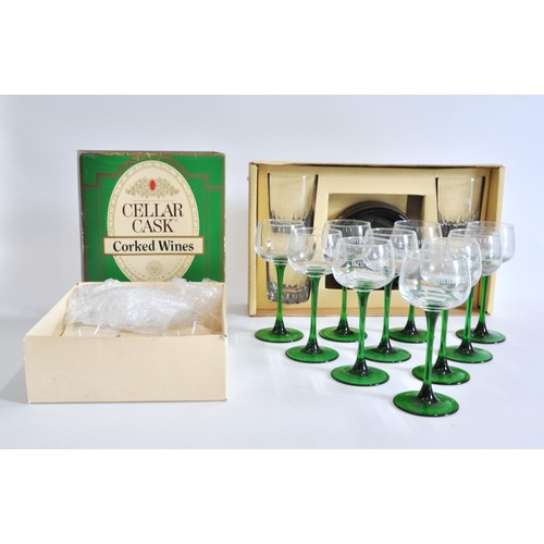 142 - A collection of glasses to include Viceroy tumblers and ashtray set. Some glasses, Cellar Cask Corke... 