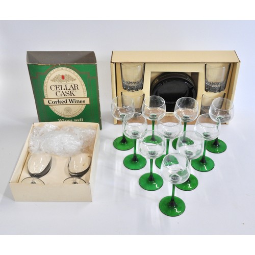 142 - A collection of glasses to include Viceroy tumblers and ashtray set. Some glasses, Cellar Cask Corke... 