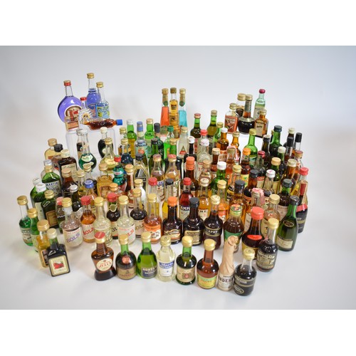 145 - An assortment of alcohol miniatures to include Vodka, Gin, Liqueurs, and whiskies