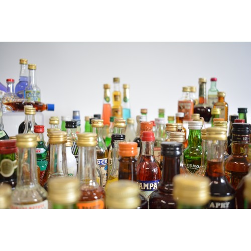 145 - An assortment of alcohol miniatures to include Vodka, Gin, Liqueurs, and whiskies