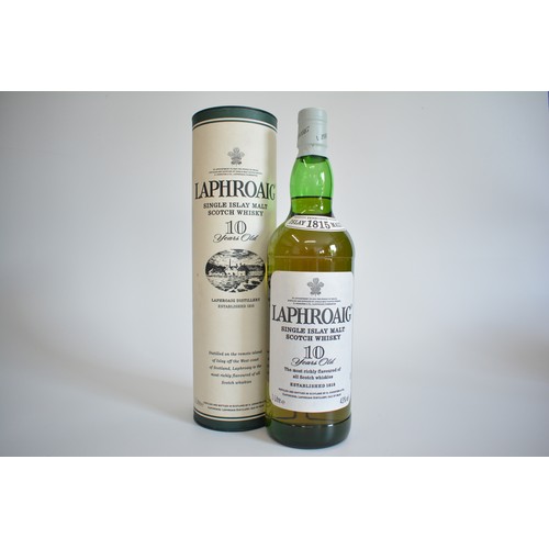 151 - One Tubed Litre bt. Laphroaig 10-year-old Post Royal Warrant, 1990s.