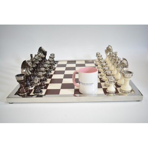 160 - Quirky - Libra Yates Chess Set Featuring Acrylic Base and 32 Oversized Aluminium Chess Pieces. Board... 