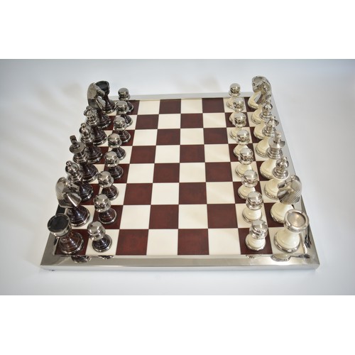 160 - Quirky - Libra Yates Chess Set Featuring Acrylic Base and 32 Oversized Aluminium Chess Pieces. Board... 