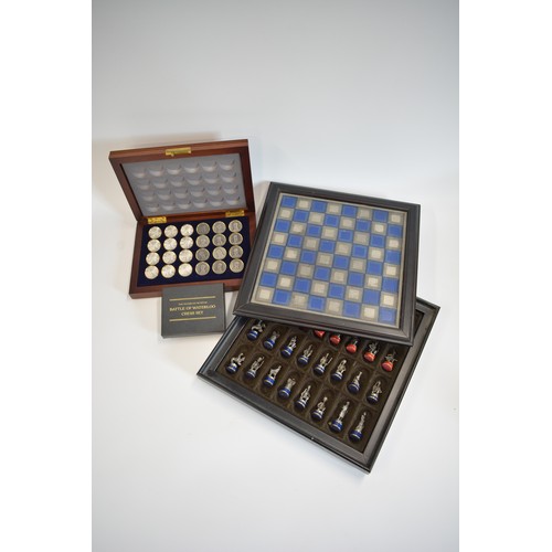 161 - Battle of Waterloo Chess Set, with board produced by Franklin Mint together with The Battle of Water... 