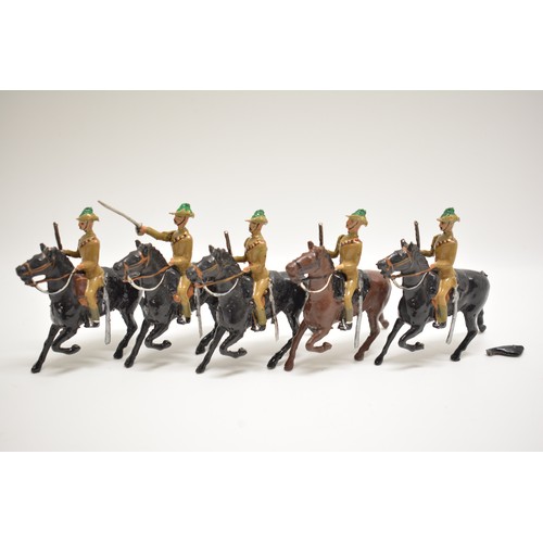 166 - Britains? die cast South Australian horse mounted cavalry figures, AF. x5 items.