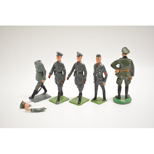 167 - German WWII officers, x5 die cast figures AF. H6.3cm.