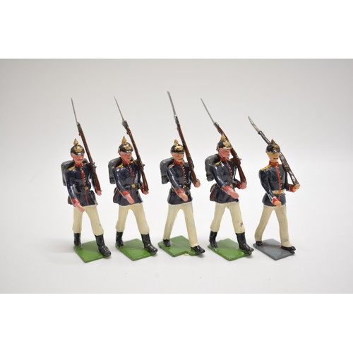 168 - Britains die cast Imperial German Infanty figures, H8cm. AF. x5 items.