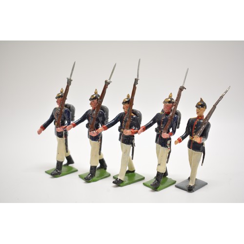 168 - Britains die cast Imperial German Infanty figures, H8cm. AF. x5 items.