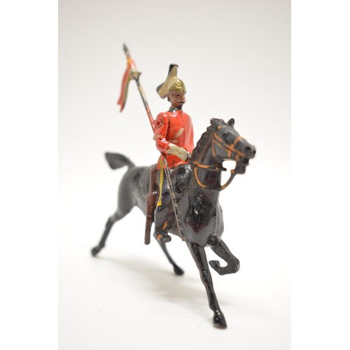 174 - x5 Britains die cast 17th Lancers? soldier figures. AF.