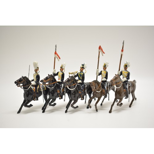 177 - Britains die cast cavalry soldiers, x5 items. 10cm.