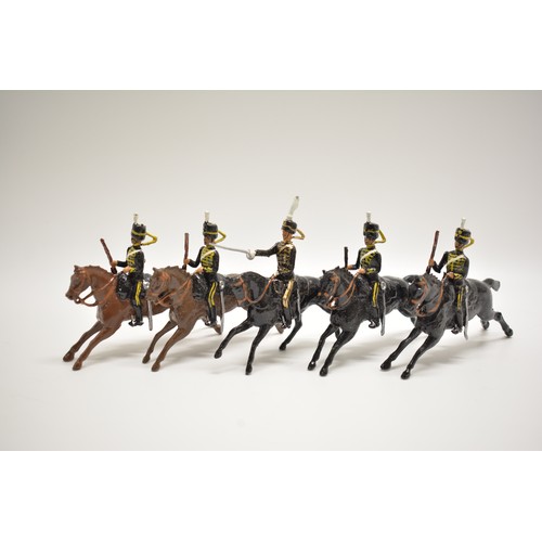 178 - Britains die cast cavalry advancing soldiers, Hussars, 7.7cm. x5 items