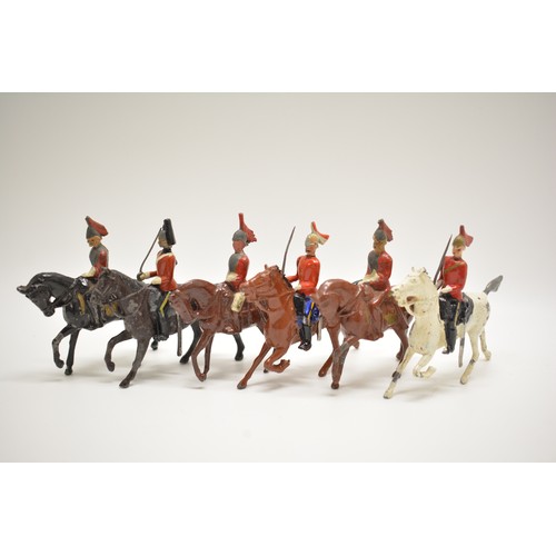 179 - Britains die cast cavalry hand painted solider, x6 items, H7.7cm.