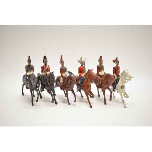 179 - Britains die cast cavalry hand painted solider, x6 items, H7.7cm.