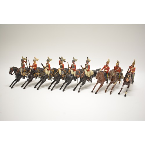 180 - Britains die cast horse mounted cavalry figures, x10 items. AF. H7.3cm