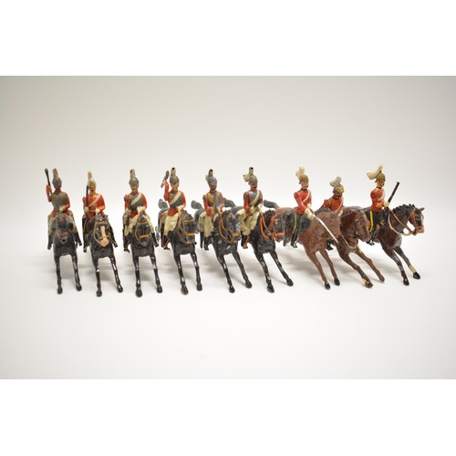 180 - Britains die cast horse mounted cavalry figures, x10 items. AF. H7.3cm