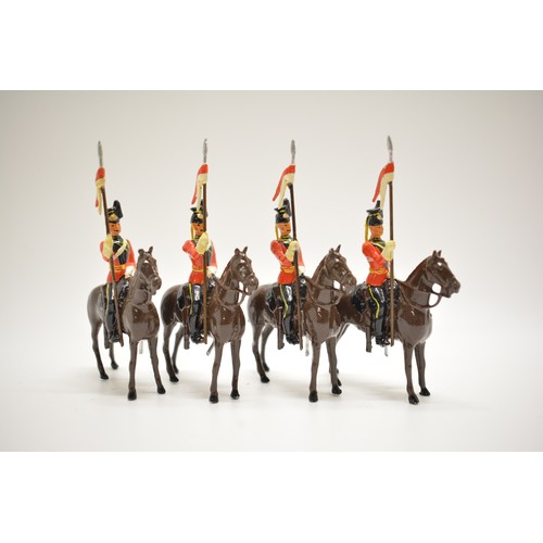 185 - x4 die cast Lancers on horseback. AF, H10 cm.