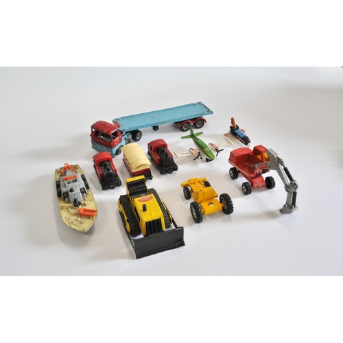 197 - Diecast and other varieties of military and industrial, race car and Matchbox trains, including Corg... 