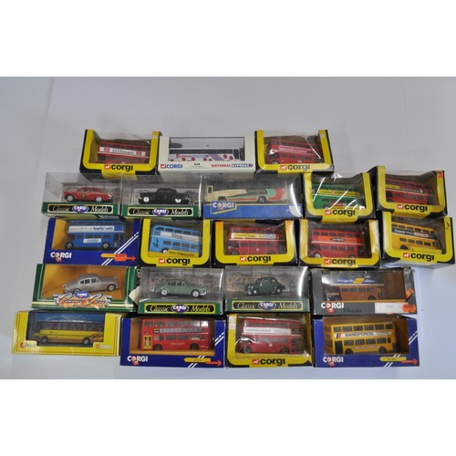 200 - A variety of boxed Corgi buses coaches and Classic  cars to include City buses National Express Popp... 