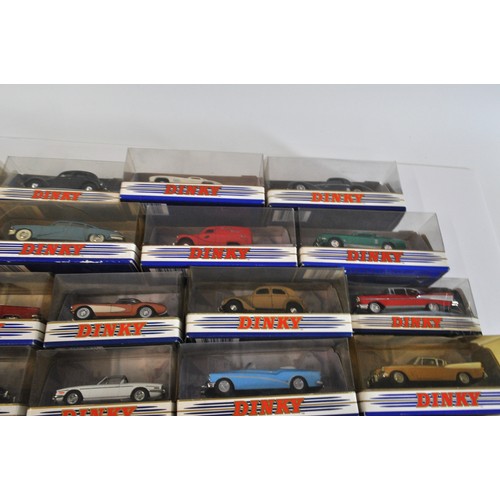 202 - A collection of boxed Dinky Matchbox model vehicles - Ford Mustang Fast Back, MGBGT,  1950 Ford E83W... 