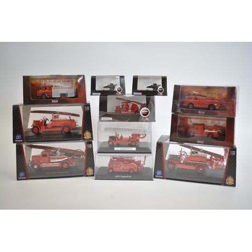 219 - Various boxed model vehicles and makers to include tractors, cars, buses and fire engines, plus Dink... 