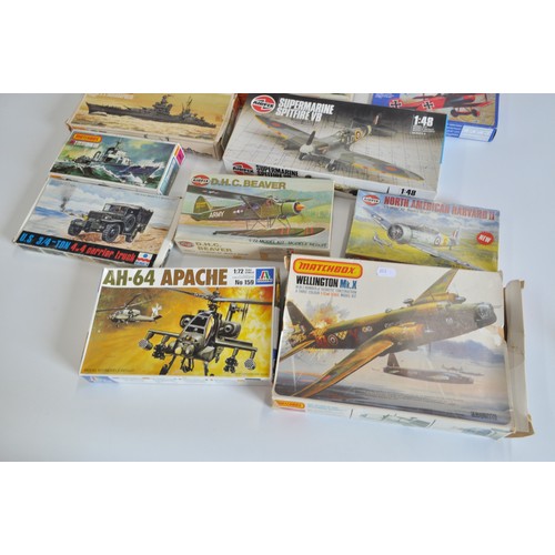 224 - Airfix, Revell and Matchbox  model kits. A variety of aircraft, boats and a carrier truck, to includ... 