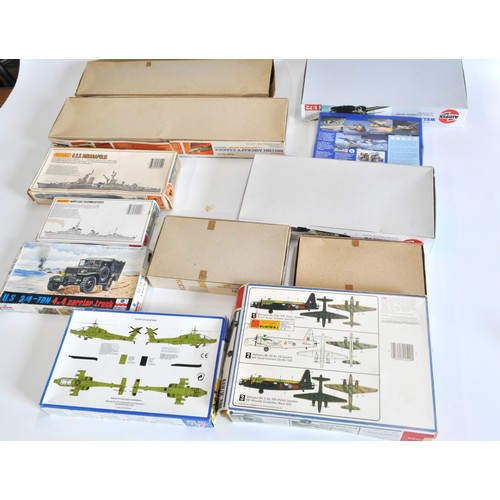 224 - Airfix, Revell and Matchbox  model kits. A variety of aircraft, boats and a carrier truck, to includ... 